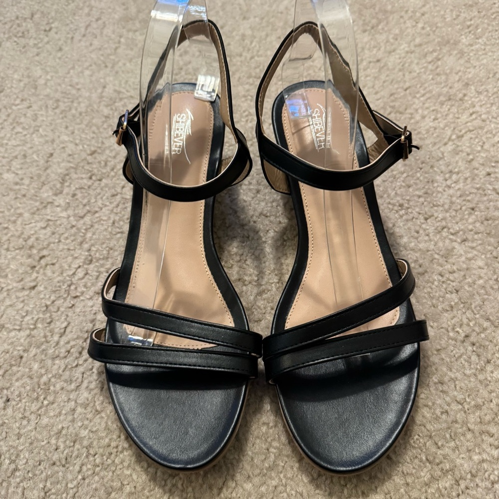 Shibever‎ Women’s Elegant Black Strappy Wedge sandals